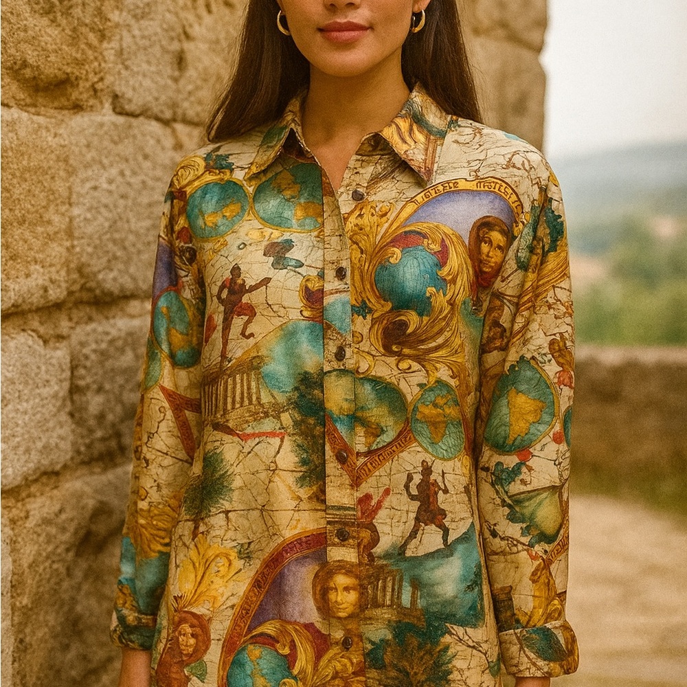 Studio Multicolor‎ Artistic Button Down Shirt